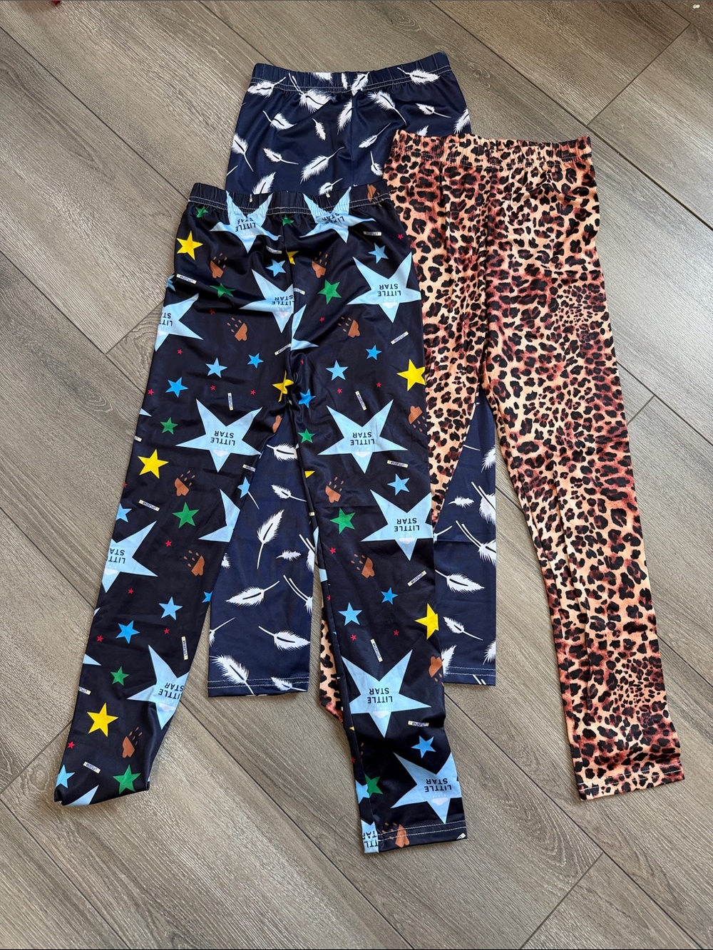 Kids Star, Feather & Leopard Print Leggings - 3-Pack